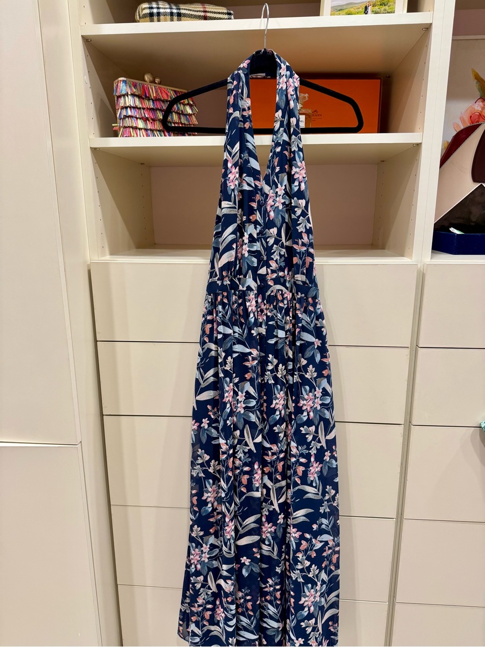 Gal Meets Glam Navy Floral Maxi Dress with Pink and Cream Blooms - Picture 2 of 5